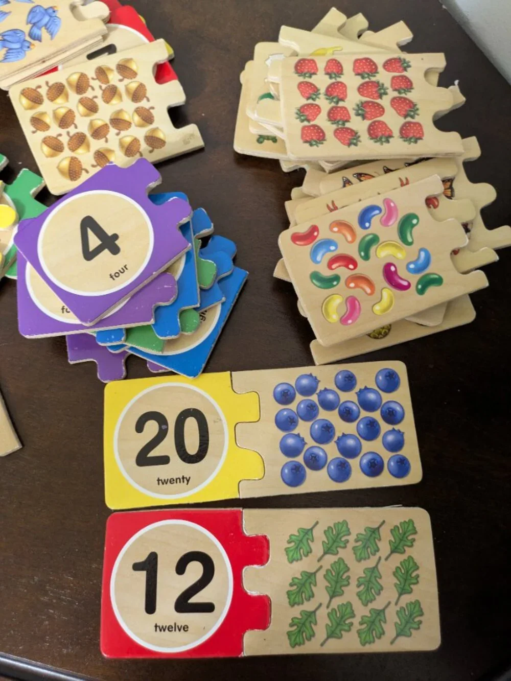 Three Preschool Number Counting Wooden Matching Puzzle Sets Melissa & Doug